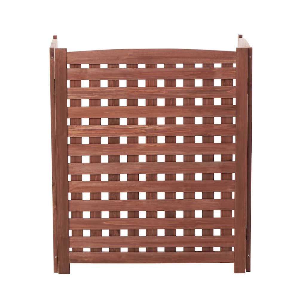 Cedar Wood Outdoor 3 Panels Privacy Fence Screen, Air Conditioner Fence, Trash Enclosure
