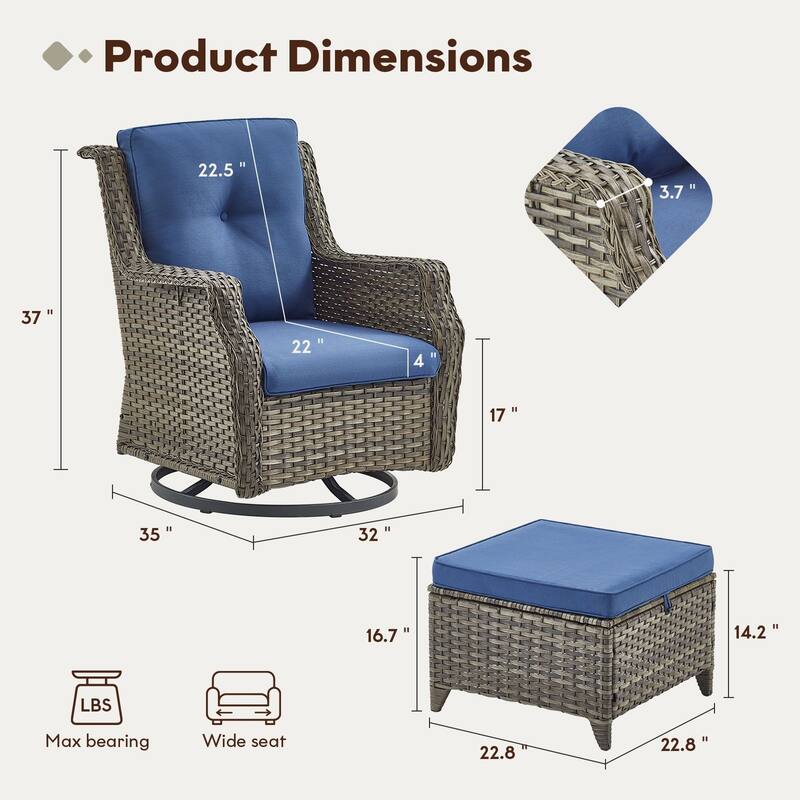 Gymojoy Outdoor Wicker Furniture Set with Cushions All-Weather PE Rattan