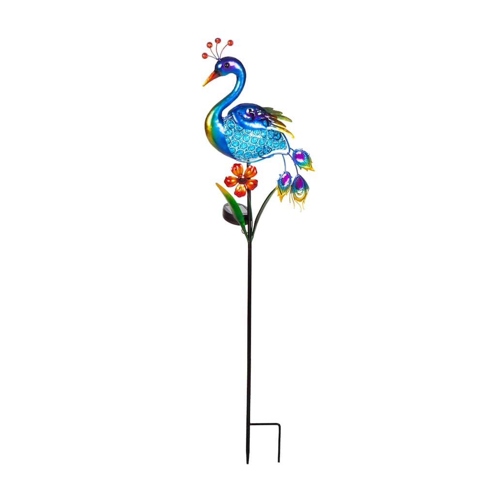 36"H Solar Garden Stake, Peacock