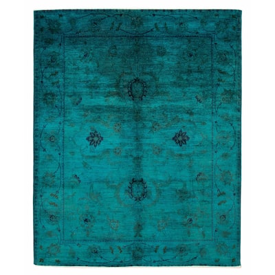 ECARPETGALLERY Hand-knotted Vibrance Teal Wool Rug - 7'10 x 9'7