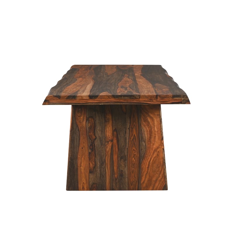 Avenue 9-piece Upholstered Live Edge Solid Wood Dining Set