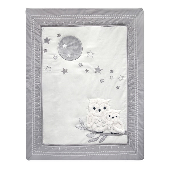 Lambs Ivy Luna White Gray Celestial Owl 4 Piece Nursery Baby