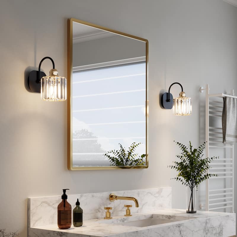 ExBrite Modern Rose Gold Dimmable Bathroom Crystal Vanity Lights