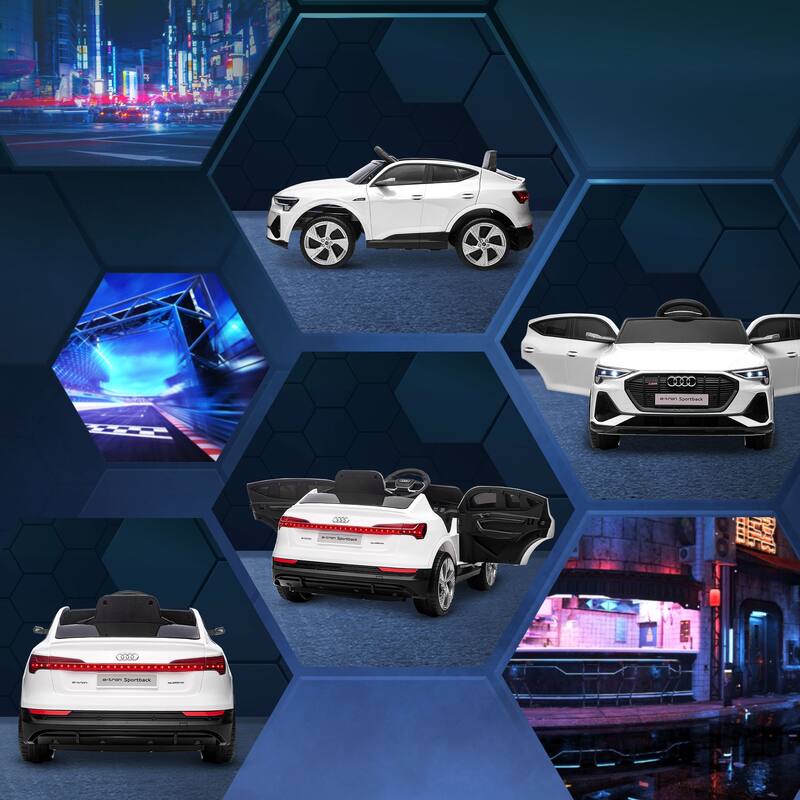 12V Audi E-tron Kids Electric Ride-On Car with Remote Control, LED Lights, MP3 Player & Suspension for Indoor & Outdoor Use