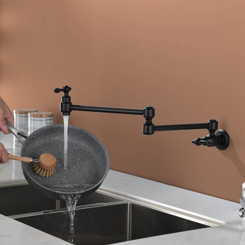 Pot Filler Faucet Commercial Wall Mount Kitchen Sink Faucet Modern Folding Stretchable Double Joint With Single Hole Two Handles