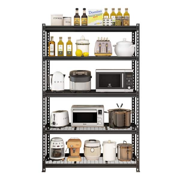 5-Tier Heavy Duty Metal Garage Shelf - Adjustable Shelves, 72" Tall, Holds 2000 Lbs For Storage & Organization