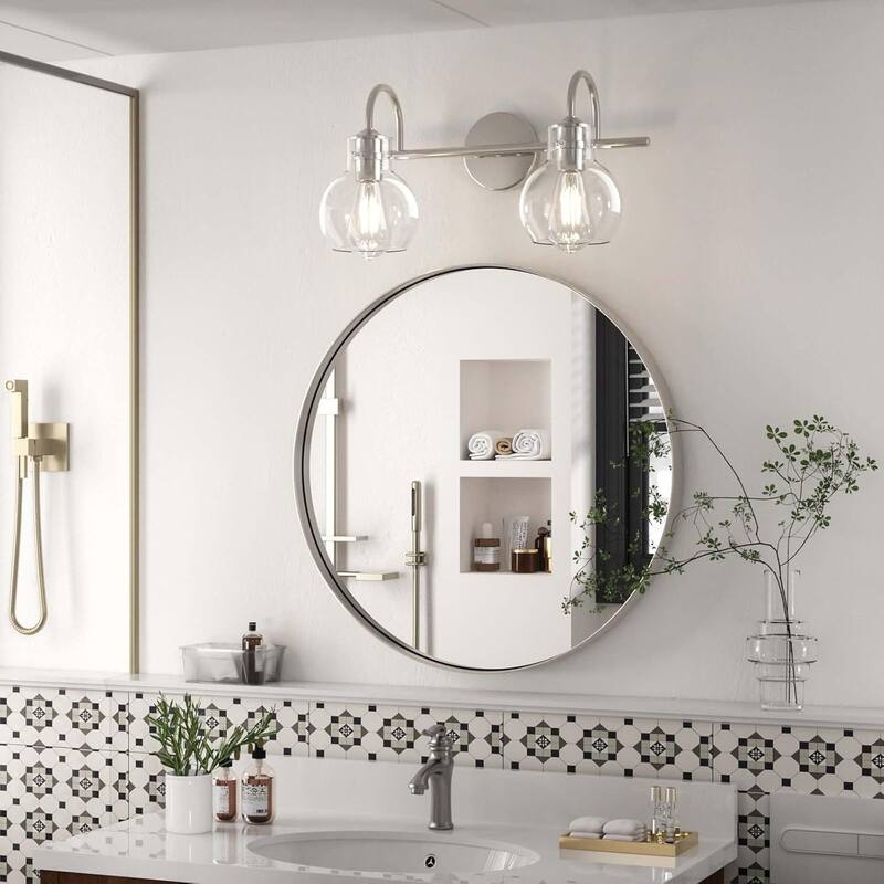 Modern 2/3/4 Bathroom Vanity Lights Clear Globe Glass Shade