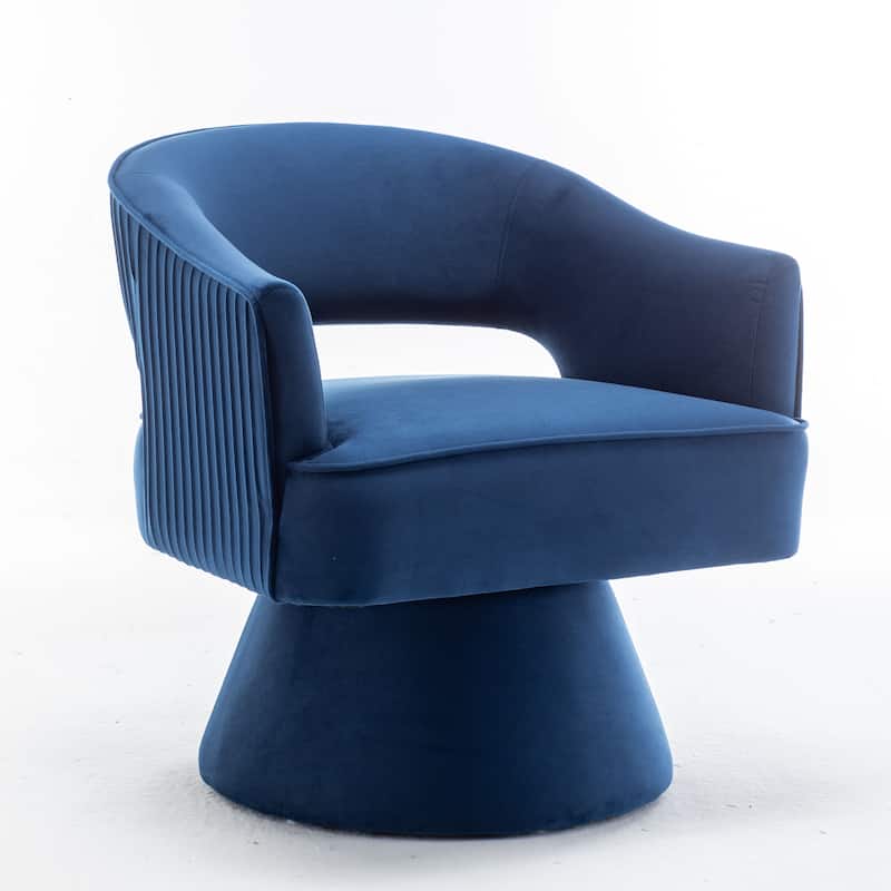 SEYNAR Modren Velvet Living Room Swivel Arm Barrel Chair with Tufted Back