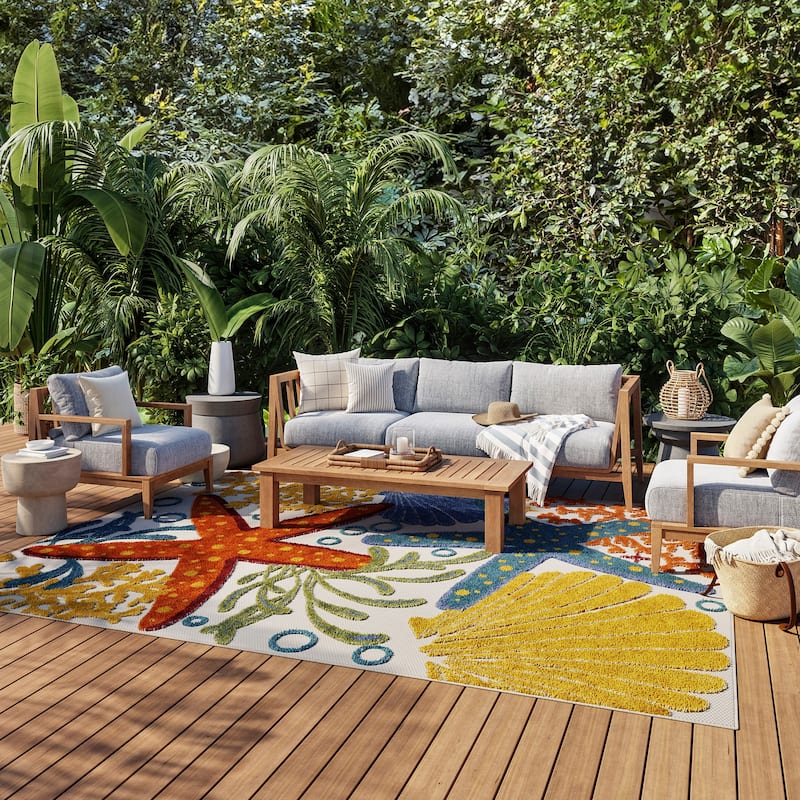 Nourison Aloha Coastal Starfish Indoor/Outdoor Area Rug