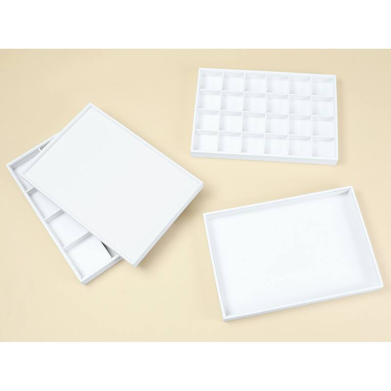 PU Leather Jewelry Organizer Trays with Removable Dividers for Drawers, Jewelry Organizer Drawer Inserts Container Display Case