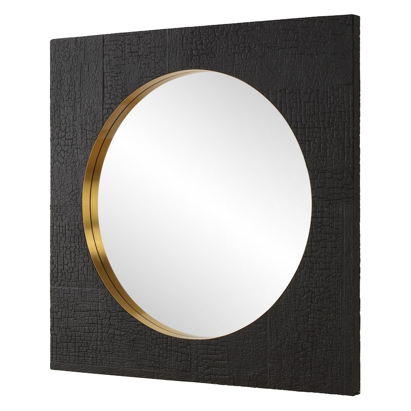 Brass Plated Frame Square Wall Mirror - 42" - Black