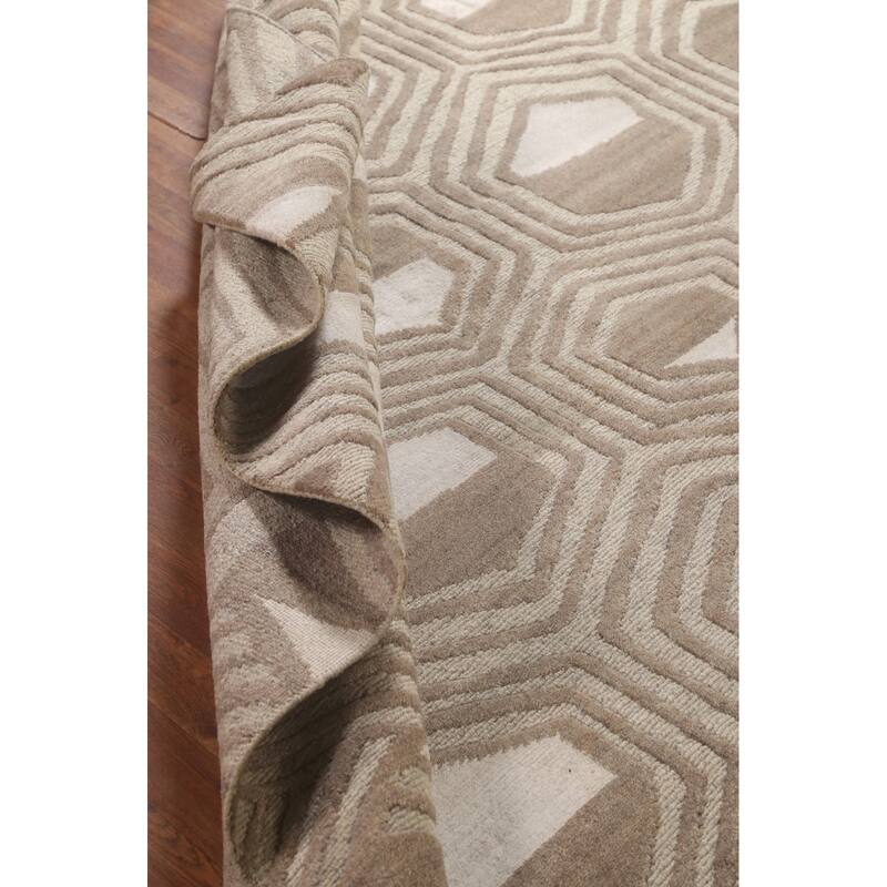 All-Over Modern Area Rug Handmade Wool Carpet - 8'1"x 9'8"