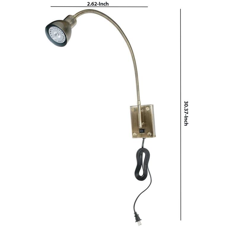 Metal Round Wall Reading Lamp with Plug In Switch, Silver and Gray
