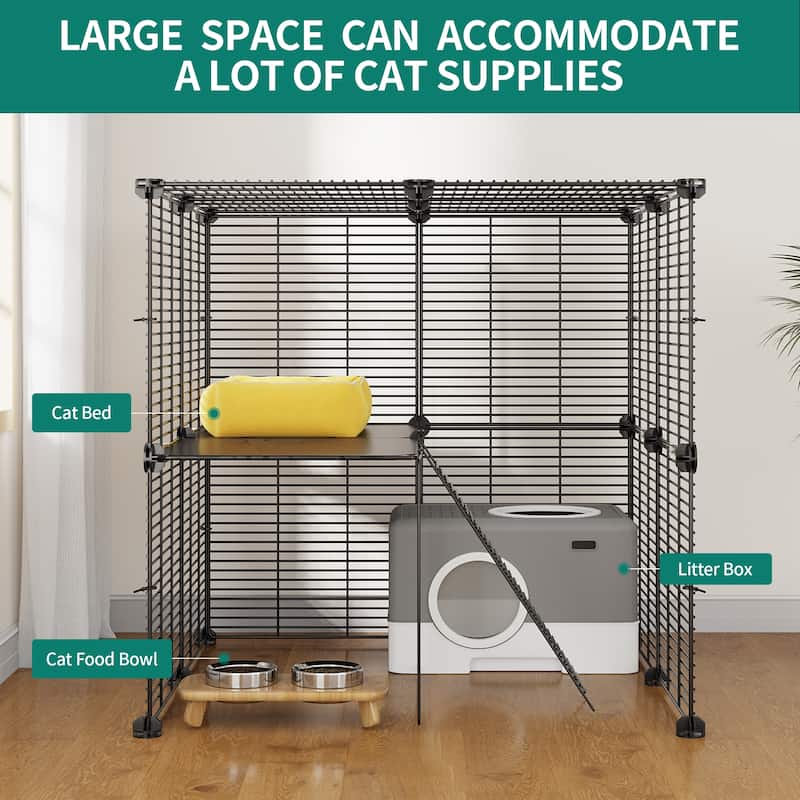 Moasis Reinforced 2-layer Metal Pet Cage with Doors, Ladder