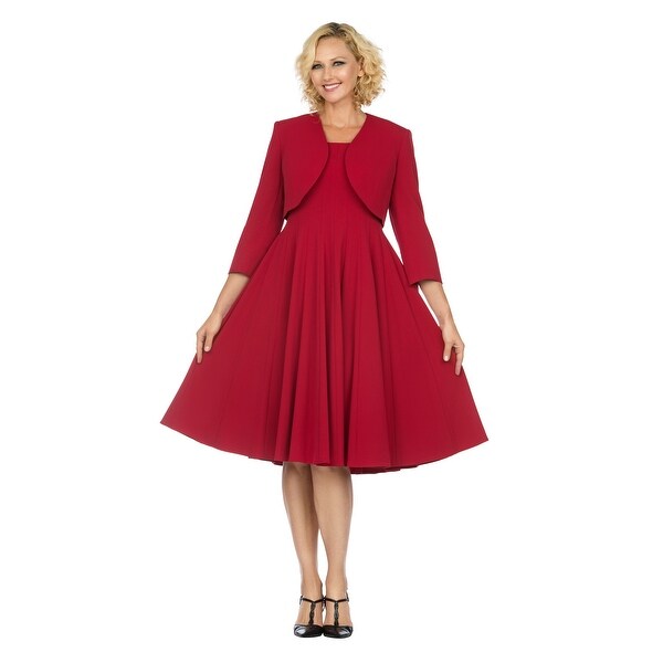 Women's 2pc Multi-Paneled Flare Dress w/ Bolero Jkt. Opens flyout.
