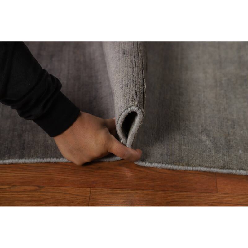 Gray Gabbeh Oriental Foyer Rug Hand-Knotted Wool Carpet - 2'7"x 3'11"