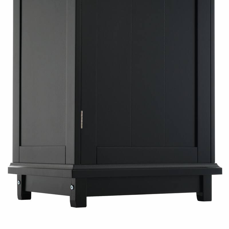 Tall Free-Standing Bathroom Storage Cabinet with Glass Doors and Two Drawers