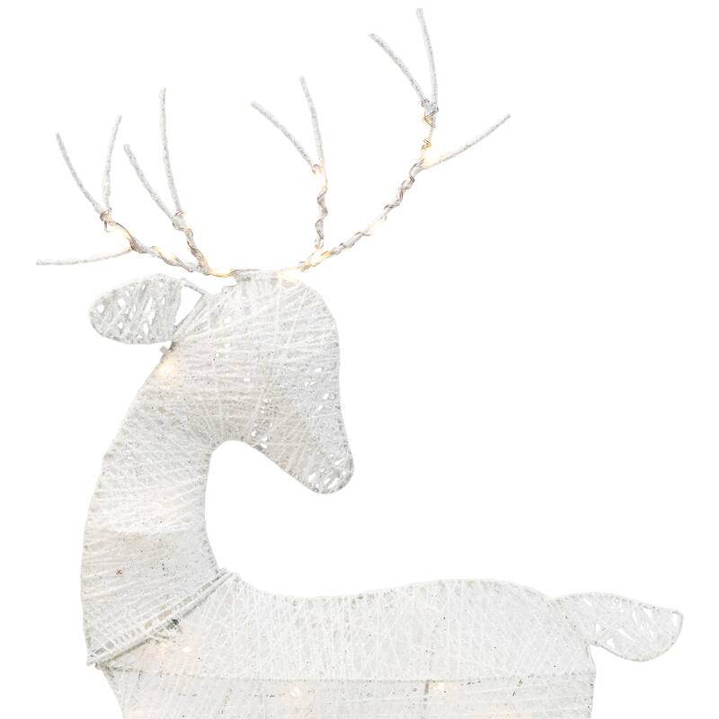 3 LED Lighted White Reindeer Family Outdoor Christmas Decorations 29"