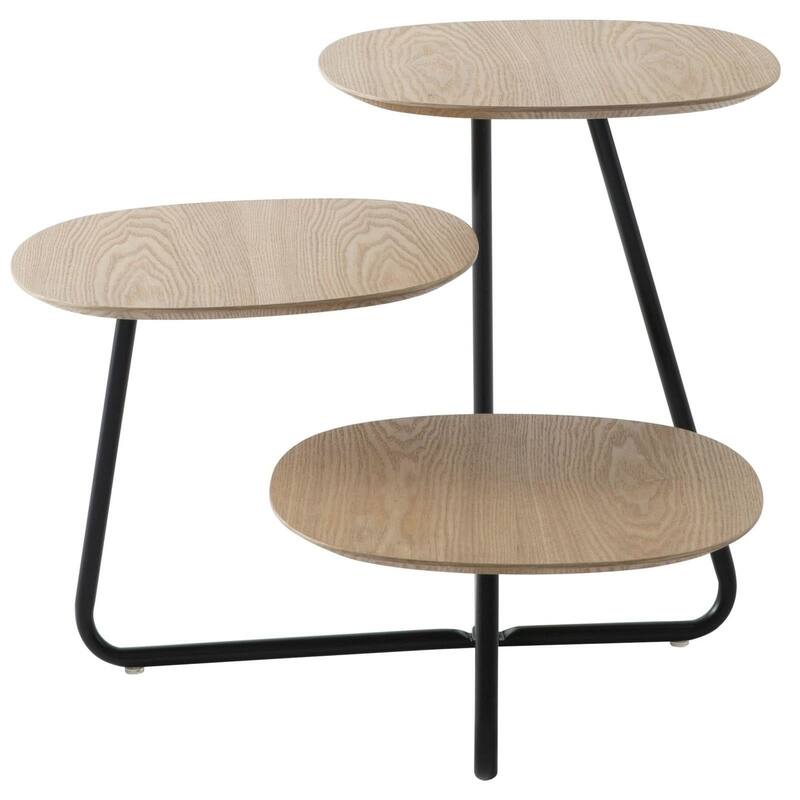 Hazelton Modern Multi Shelves Side Table MDF Wood Tabletop and Stanless Steel Frame Accent End Tables