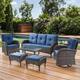 Option Brown Wicker / Blue Cusion