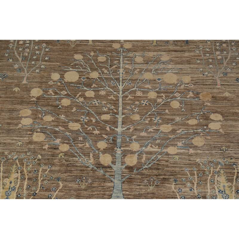 Hand Knotted Oriental 100% Wool Carpet Transitional Floral Brown Oushak Area Rug - 10' 0'' X 7' 10''