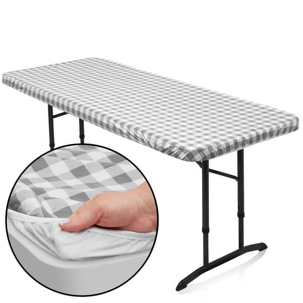 Elastic Round Tablecloth Fitted Washable Fitted Table Cover For Indoor And Outdoor Dining Table Cloth Protector 36 44