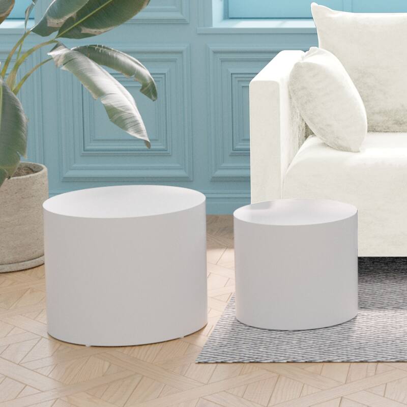 MDF with ash/oak/walnut veneer side table coffee table end table nesting table set of 2 for living room, office, bedroom