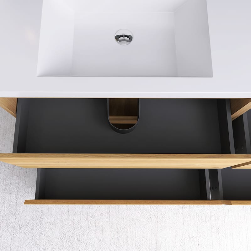 Freestanding Bathroom Vanity with Integrated Resin Top