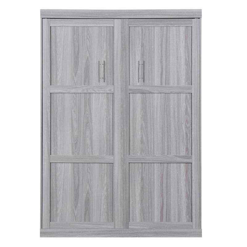 Roomfitters Twin/Full Murphy Bed with Foldable Cabinet Design and Compact Wall-Mounted Frame, Grey