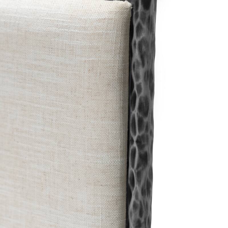 247 Shop At Home Lalia Modern 2-Piece Upholstered Hammered Metal Panel Bedroom Set with Nightstand