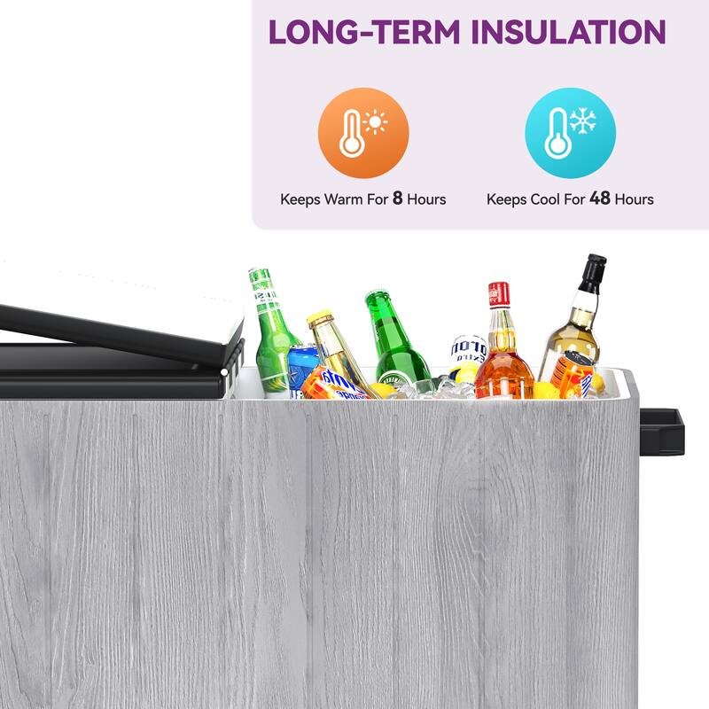 80-Quart Rolling Cooler Cart w/Wheels, Outdoor Wagon Cooler w/Handles & Bottom Tray