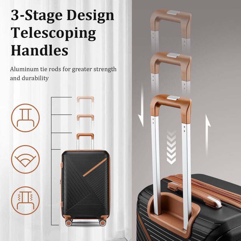 14/20/24/28 4-Piece Modern Luggage Sets, Expandable Luggage with Swivel Wheels and TSA Lock, for Boarding Travel, Black