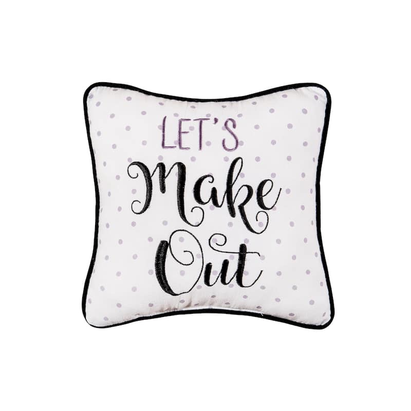 10" x 10" Let's Make Out Printed and Embroidered Throw Pillow