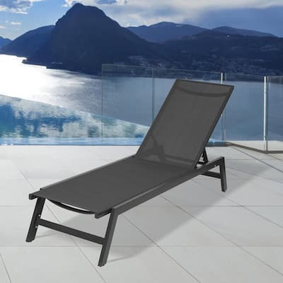 Outdoor Chaise Lounge Chair with Adjustable Aluminum Recliner
