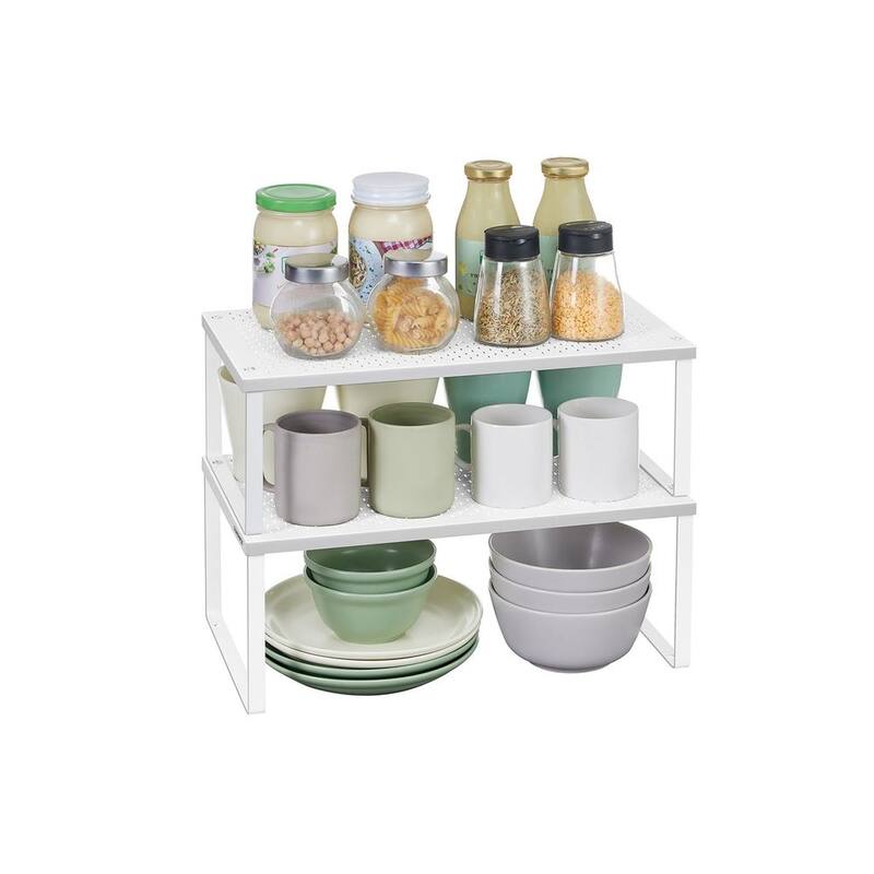 Set of 2 Stackable and Expandable Metal Kitchen Counter Shelves for Small Appliances or Spices