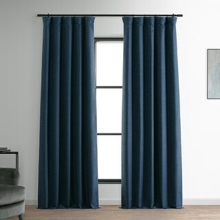 Exclusive Fabrics Faux Linen Blackout Curtains (1 Panel) - Superior Light Blockage and Textured Linen Look