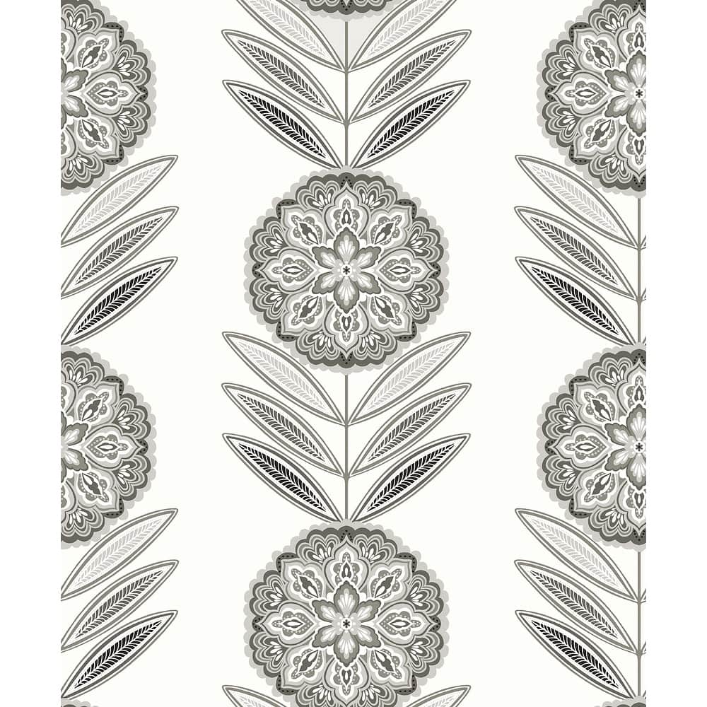 Seabrook Designs Belle Floral Stripe Non-Woven Unpasted Wallpaper