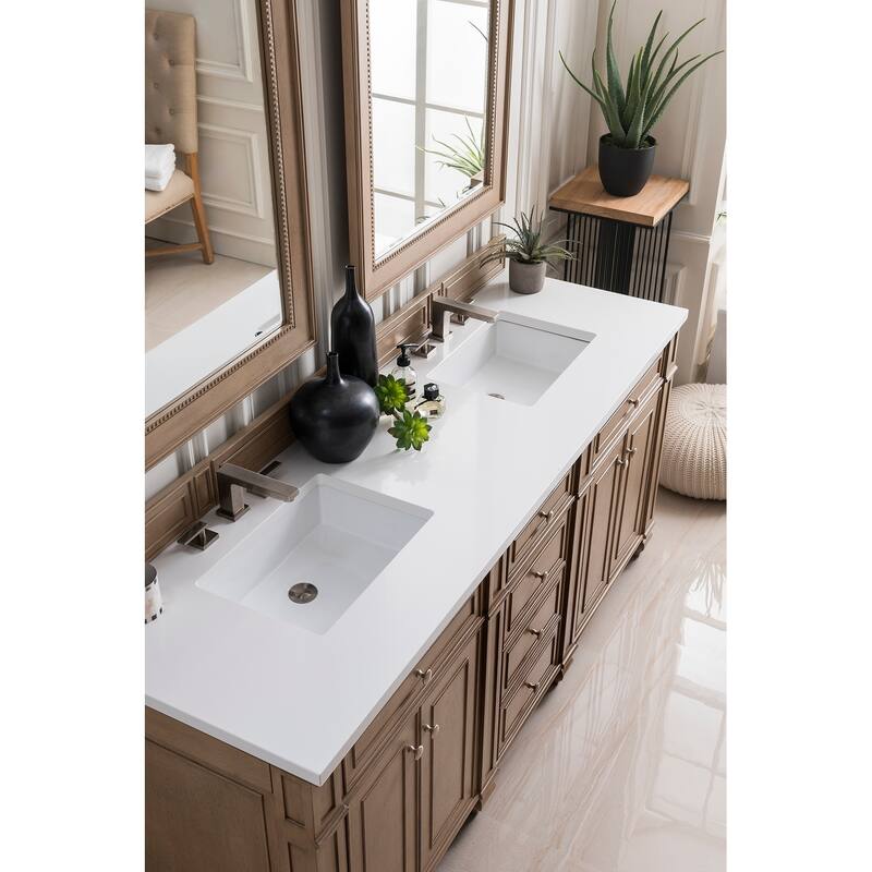 James Martin Vanities Bristol 72" Double Vanity, Whitewashed Walnut