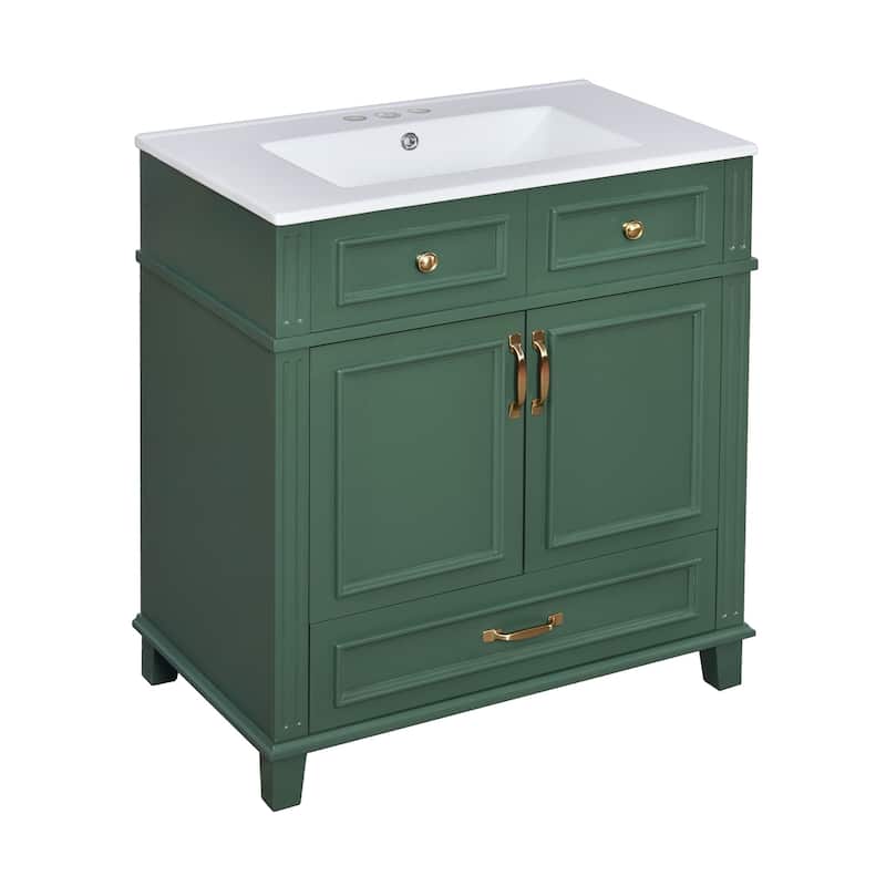 30" Freestanding Bathroom Vanity with Ceramic Sink