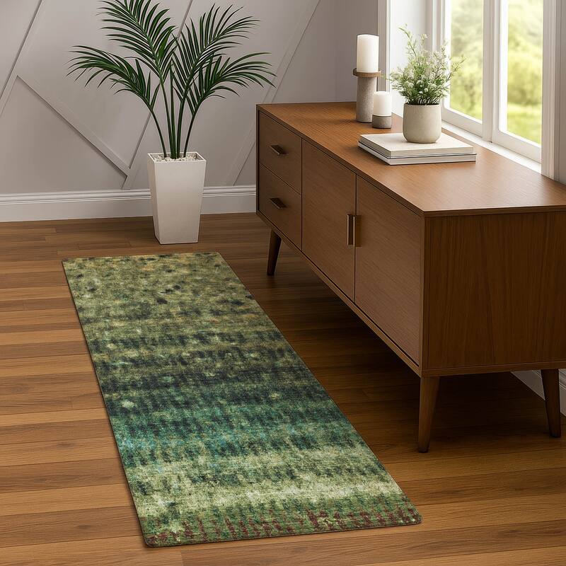 Machine Washable Indoor/ Outdoor Abstract Ombre Chantille Rug
