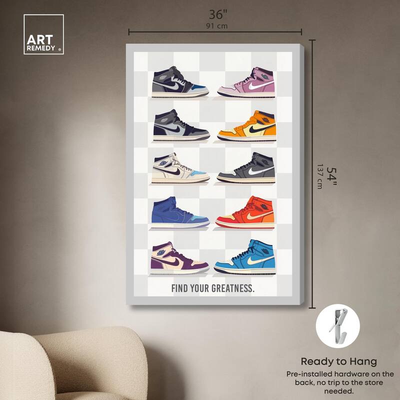 Find Your Greatness Sneakers Canvas by Art Remedy, Gallery Wrapped