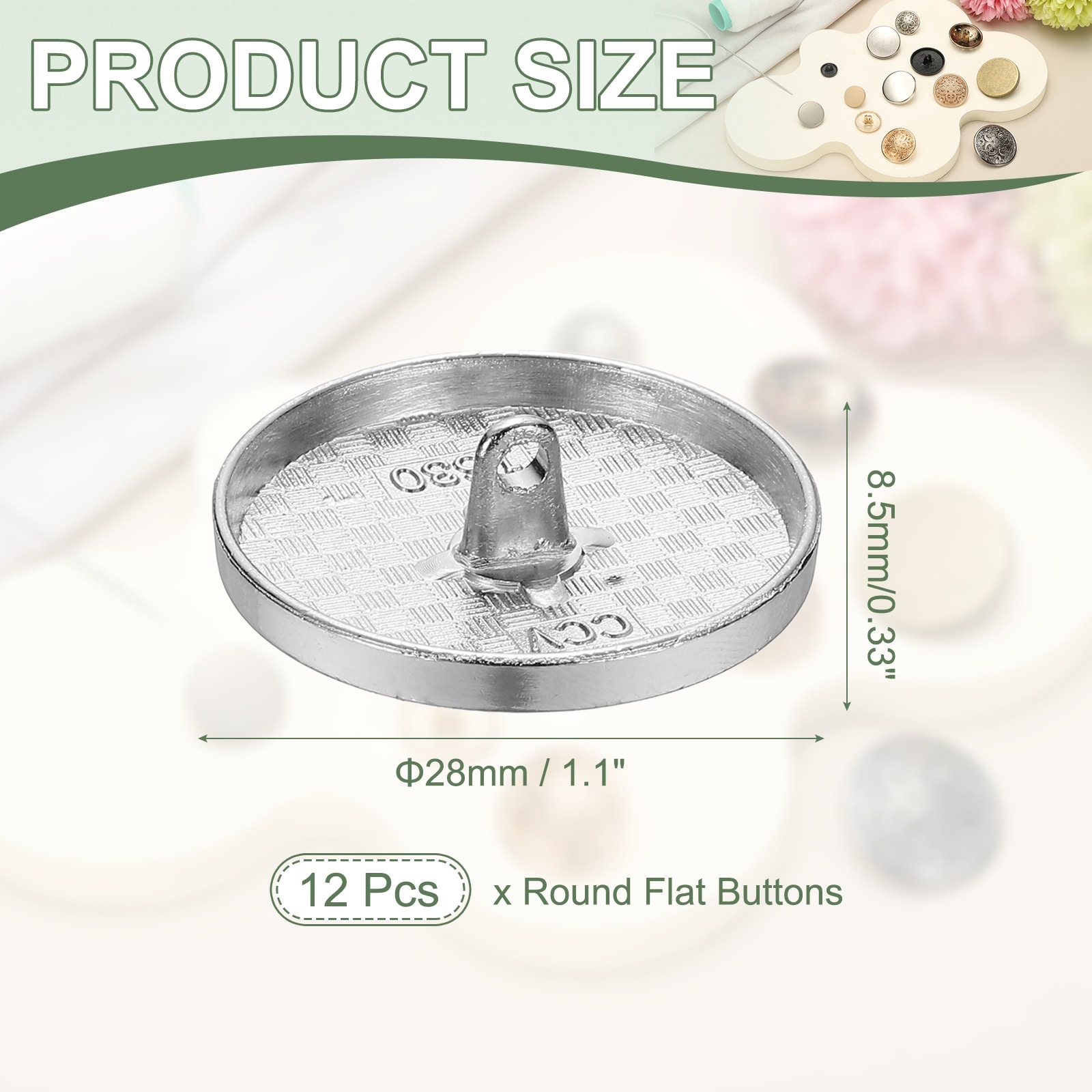 Metal Round Flat Buttons, Alloy Shank Round Shaped Sewing Buttons - Fitting for (Men - Women - Coat)