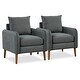 preview thumbnail 1 of 7, Gymax 2PCS Modern Accent Chair Upholstered Mid-Century Armchair w/ Grey