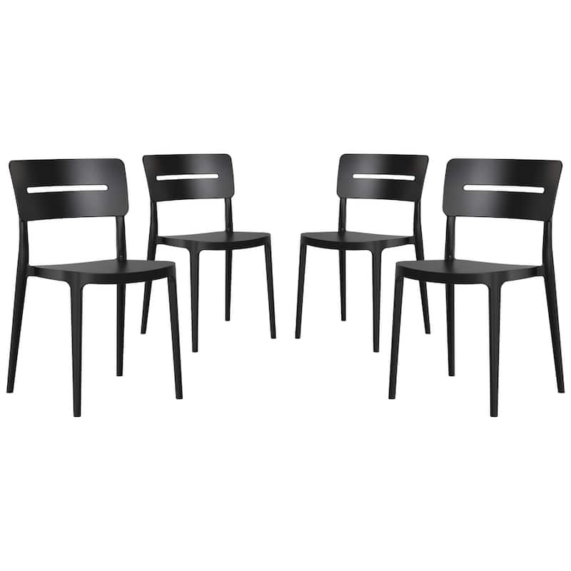 Frond and Form Outdoor Stacking Dining Side Chair (Set of 4) - Black
