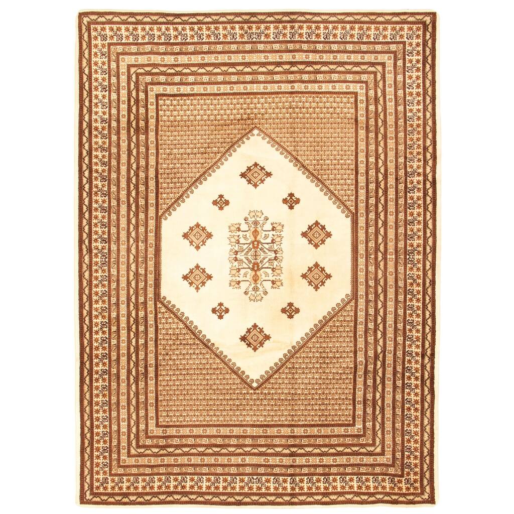 ECARPETGALLERY Hand-knotted Royal Maroc Cream Wool Rug - 8'2 x 11'1