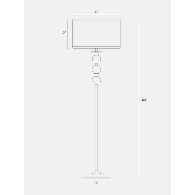 Brightech Riley 60 in. Antique Brass Mid-Century Modern LED Super Bright Floor Lamp with White Fabric Drum Shade