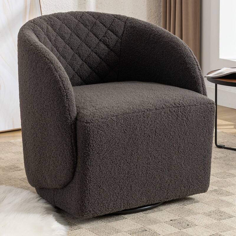 21.06"Seat Width Soft Teddy Fabric Swivel Chair For Living Room