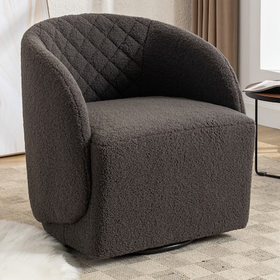 21.06"Seat Width Soft Teddy Fabric Swivel Chair For Living Room