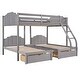 preview thumbnail 11 of 18, Velvet Triple Bunk Bed with Drawers and Guardrails, Grey