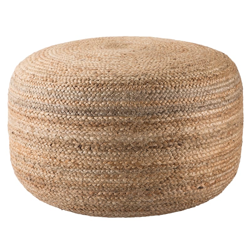 Juniper Home Saba Round Jute Pouf Ottoman/Foot Stool - Natural